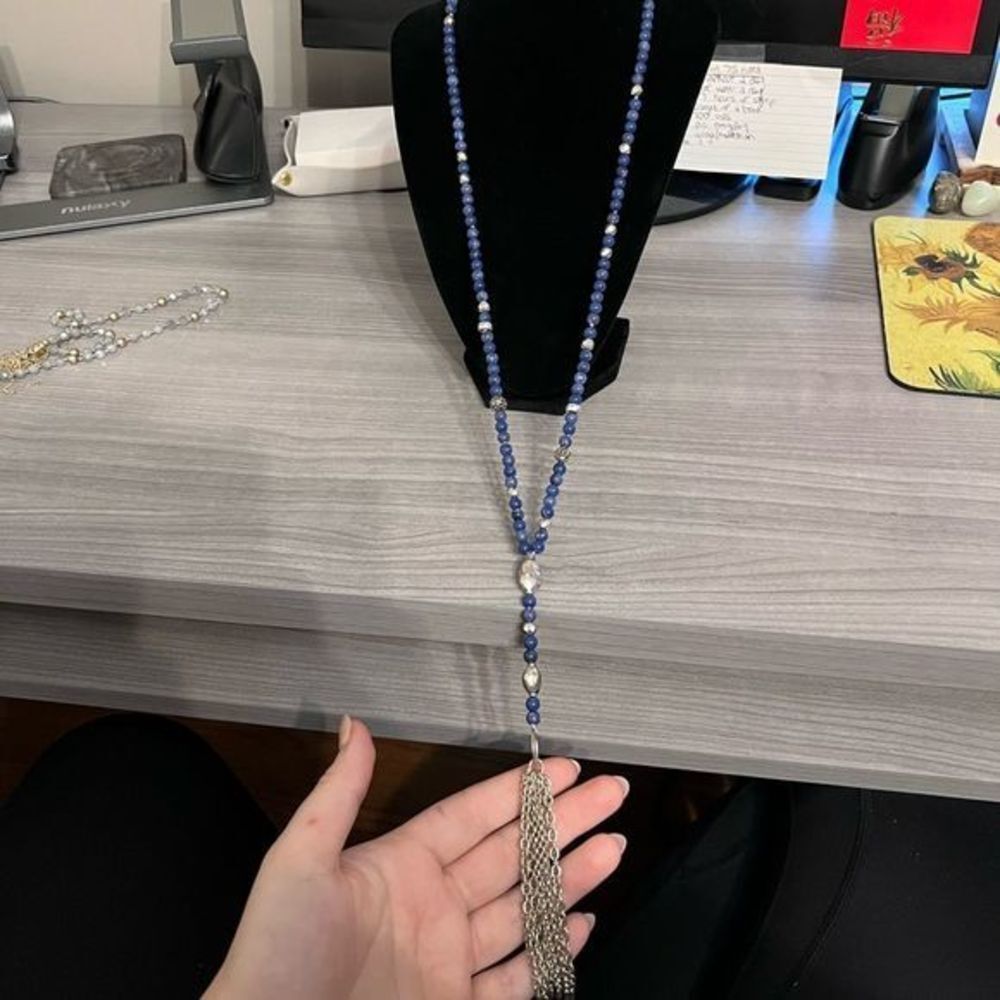 Free People Blue stone Silver layering Necklace 